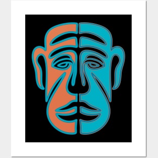 Orange and blue face mask Posters and Art